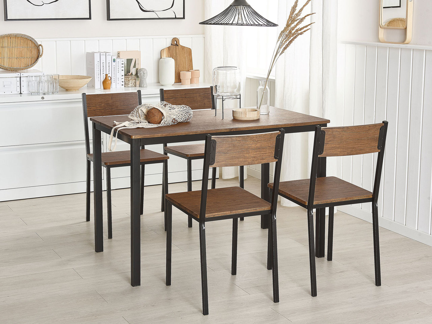 Esszimmer Set HAMRY Dunkelbraun 4-Sitzer