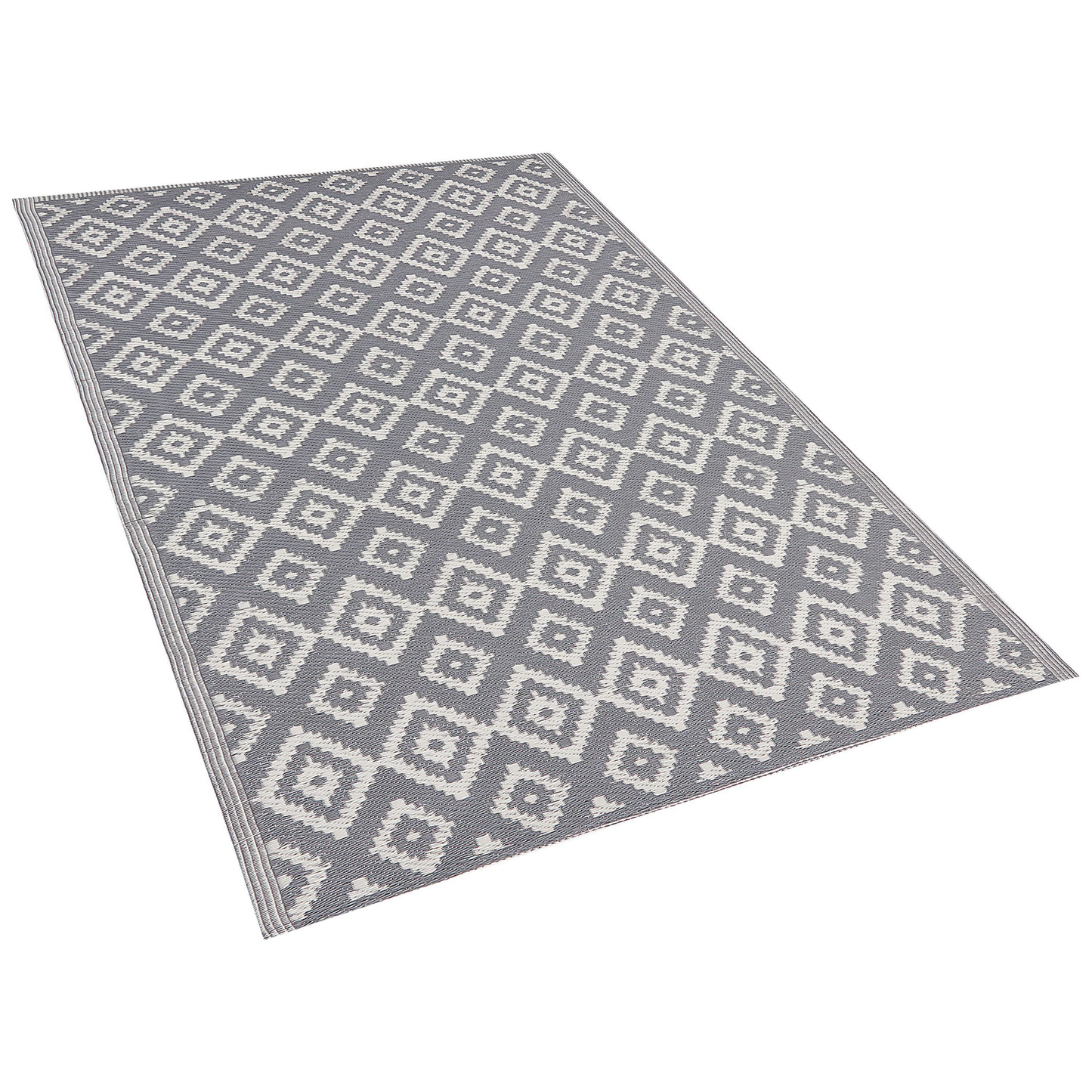 Outdoor Teppich grau 120 x 180 cm geometrisches Muster Kurzflor DHULE