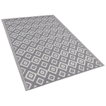 Outdoor Teppich grau 120 x 180 cm geometrisches Muster Kurzflor DHULE