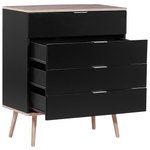Kommode mit 4 Schubladen WALPI 93 cm Schwarz