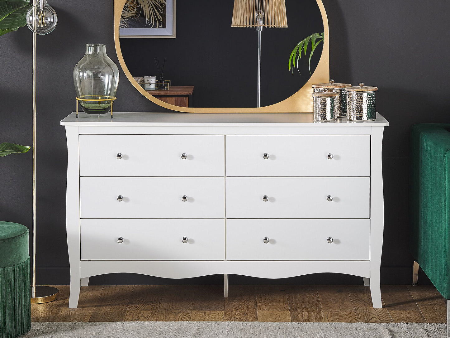 Kommode mit 6 Schubladen WINCHESTER 75 cm Weiss