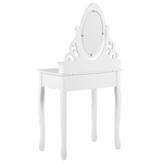 Schminktisch mit ovalem Spiegel Hocker 4 Schubladen weiss AMOUR