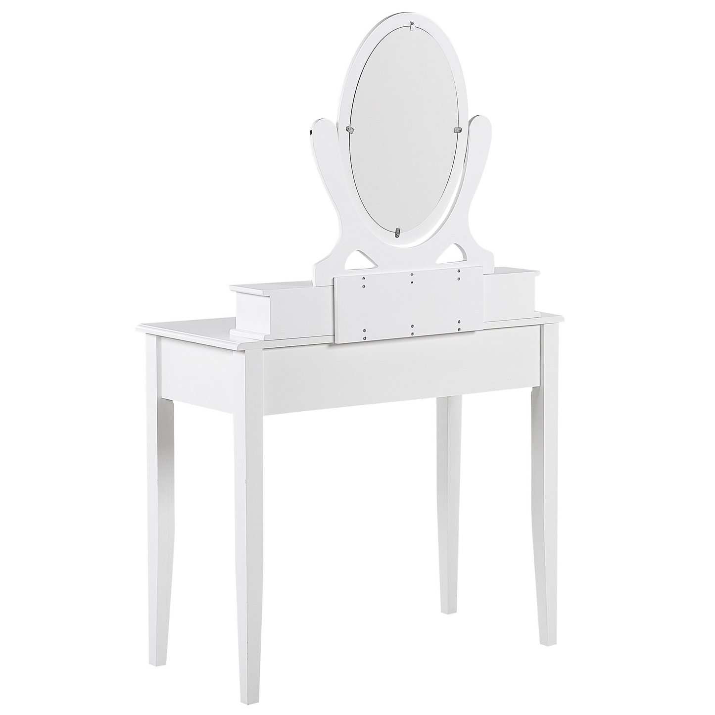Schminktisch mit ovalem Spiegel Hocker 4 Schubladen weiss LUNE