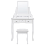 Schminktisch mit rechteckigem Spiegel Hocker 5 Schubladen weiss RAYON