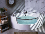 Whirlpool-Badewanne weiss Eckmodell mit LED 201 x 150 cm MANGLE
