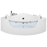 Whirlpool-Badewanne weiss Eckmodell mit LED 201 x 150 cm MANGLE