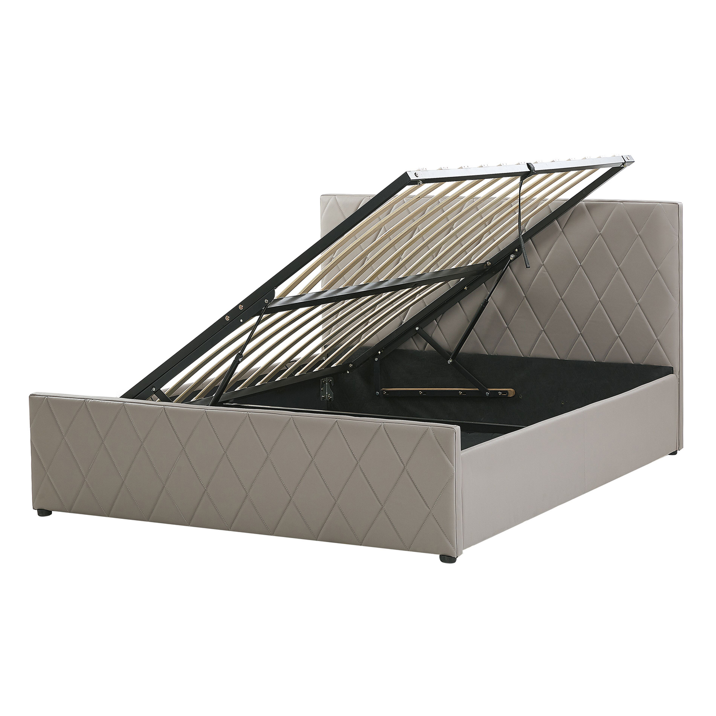 Bett mit Stauraum Kunstleder ROCHEFORT 140 x 200 cm Taupe