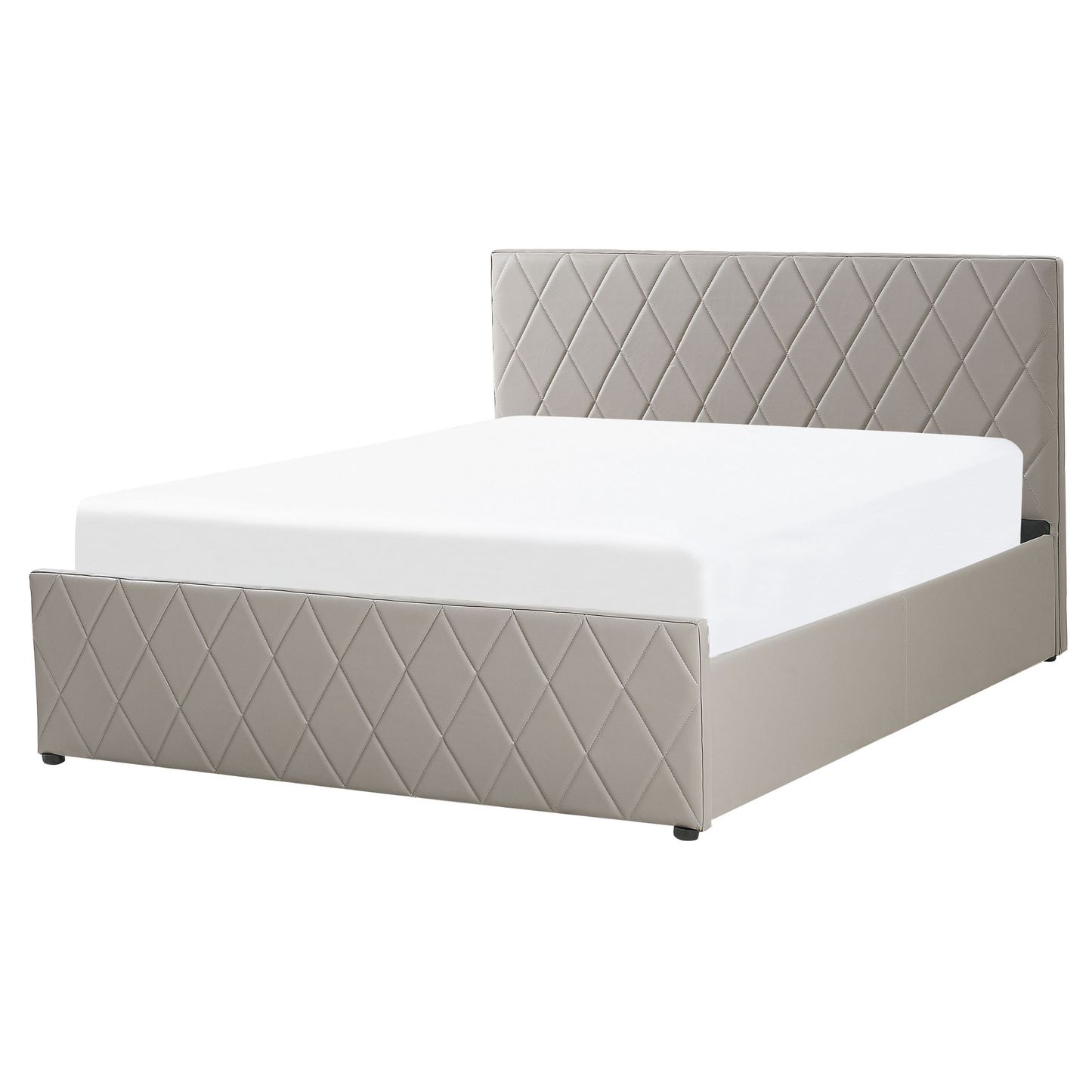 Bett mit Stauraum Kunstleder ROCHEFORT 160 x 200 cm Taupe