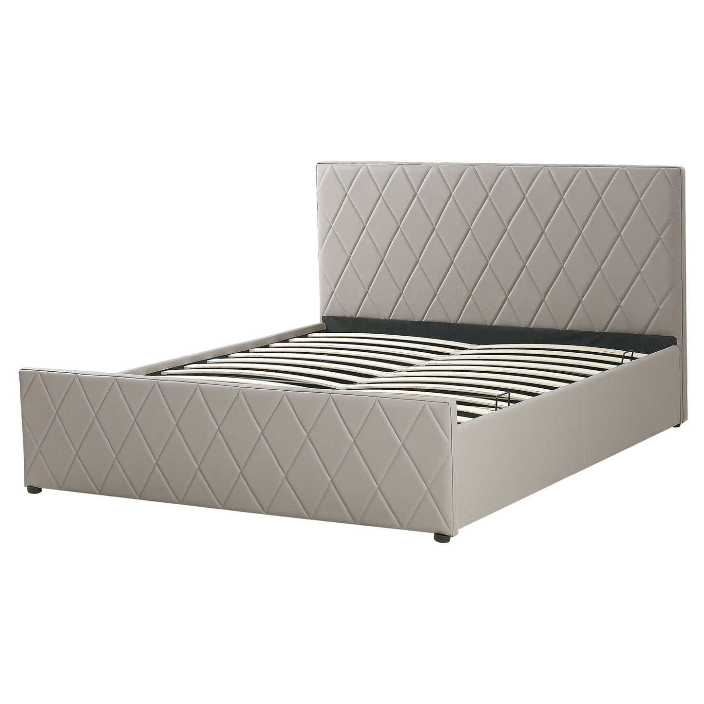 Bett mit Stauraum Kunstleder ROCHEFORT 160 x 200 cm Taupe