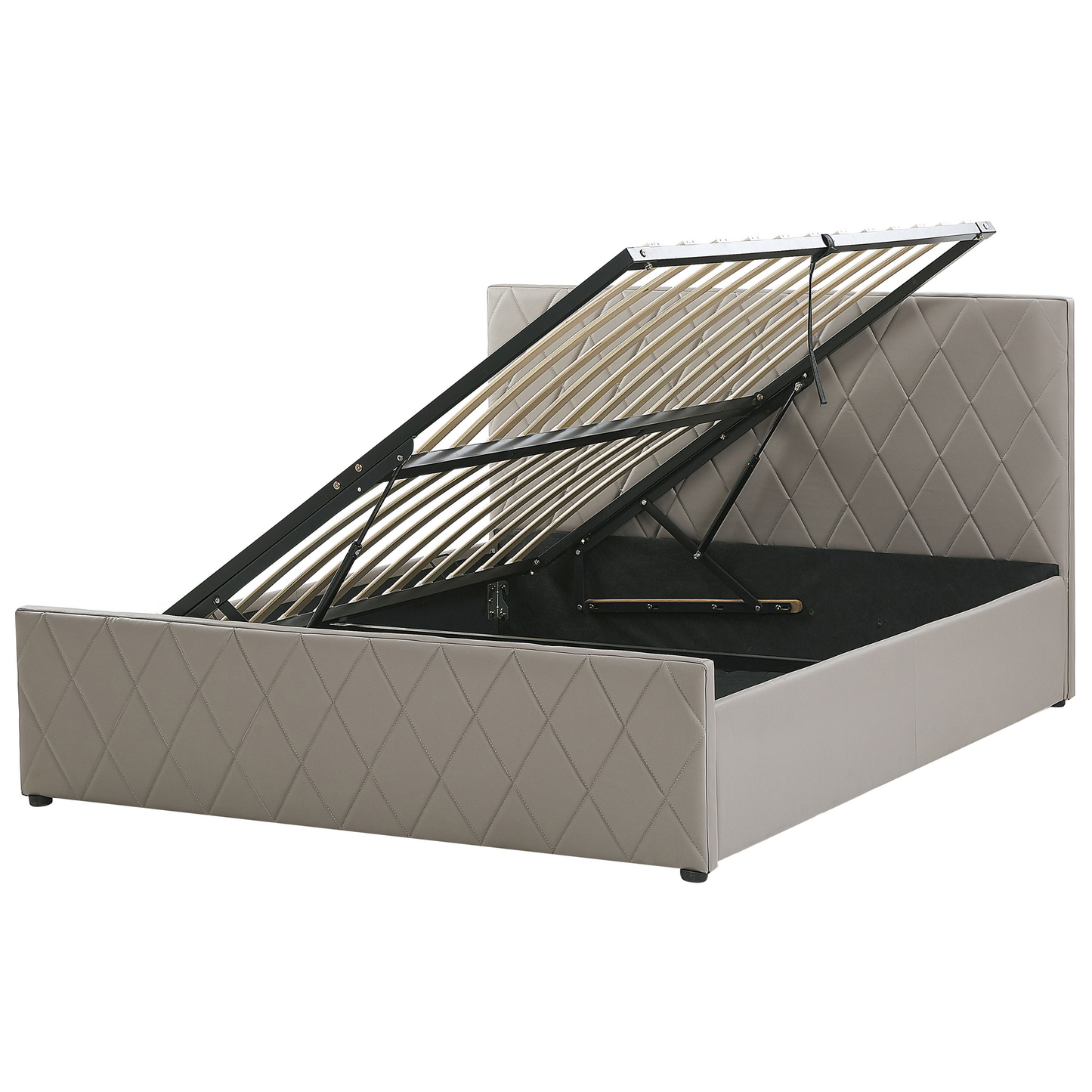 Bett mit Stauraum Kunstleder ROCHEFORT 180 x 200 cm Taupe