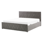 Bett mit Stauraum Samtstoff ROCHEFORT 140 x 200 cm Grau