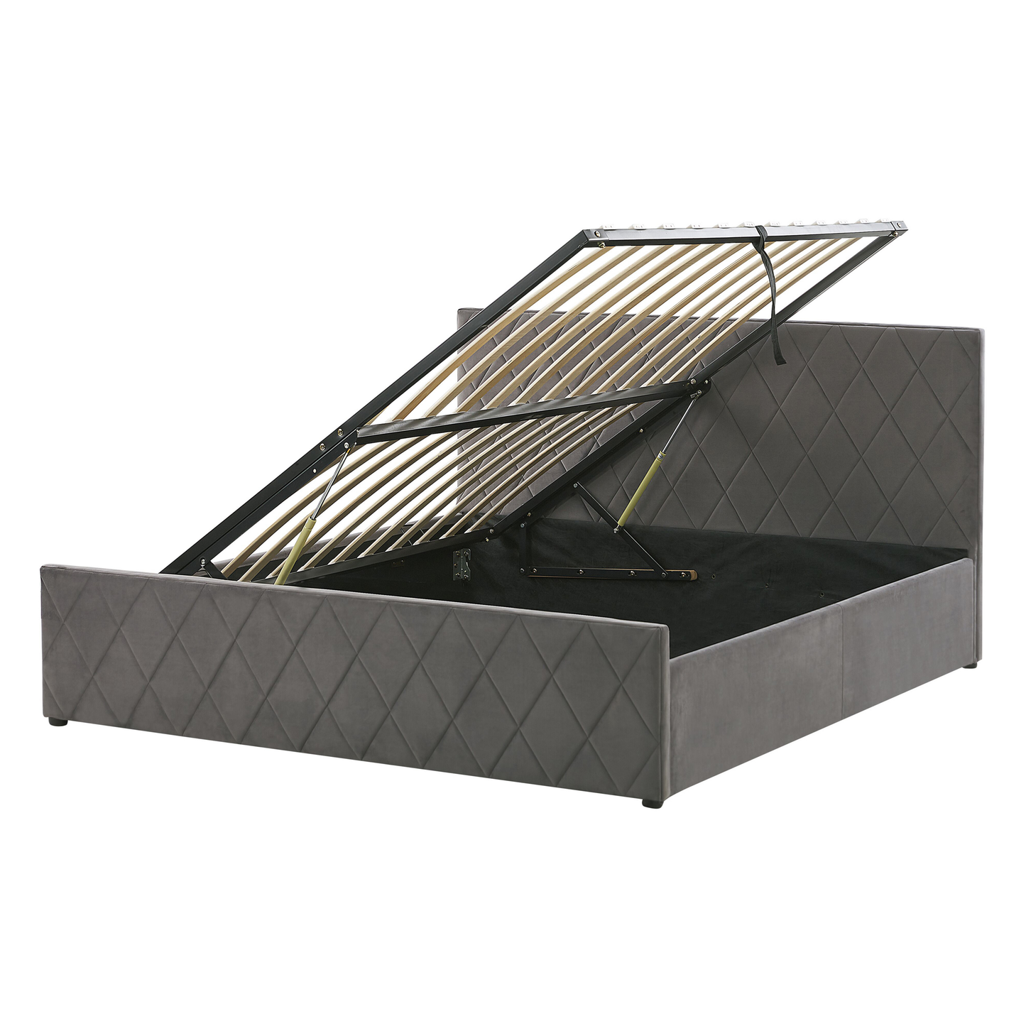 Bett mit Stauraum Samtstoff ROCHEFORT 140 x 200 cm Grau