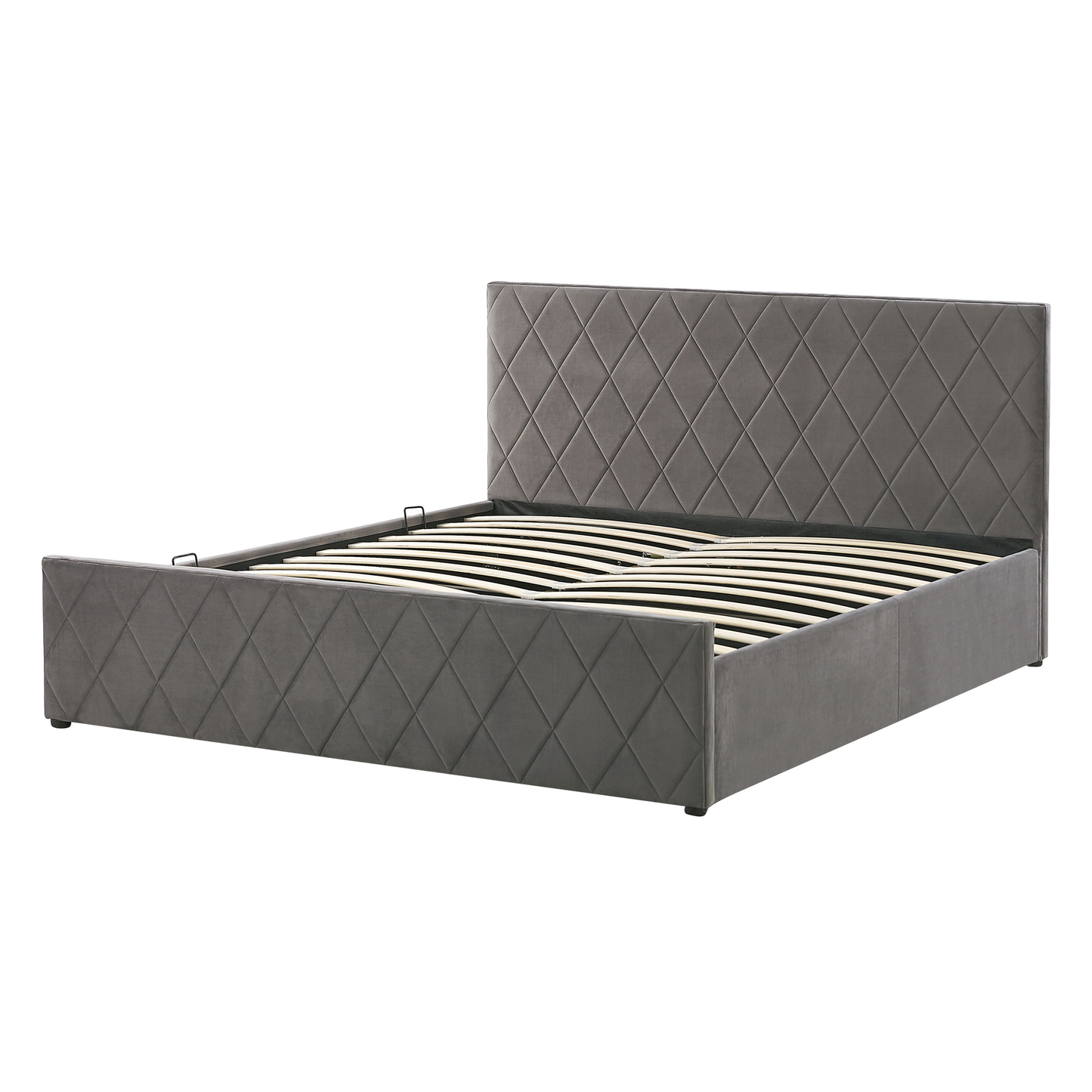 Bett mit Stauraum Samtstoff ROCHEFORT 140 x 200 cm Grau
