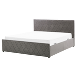 Bett mit Stauraum Samtstoff ROCHEFORT 160 x 200 cm Grau