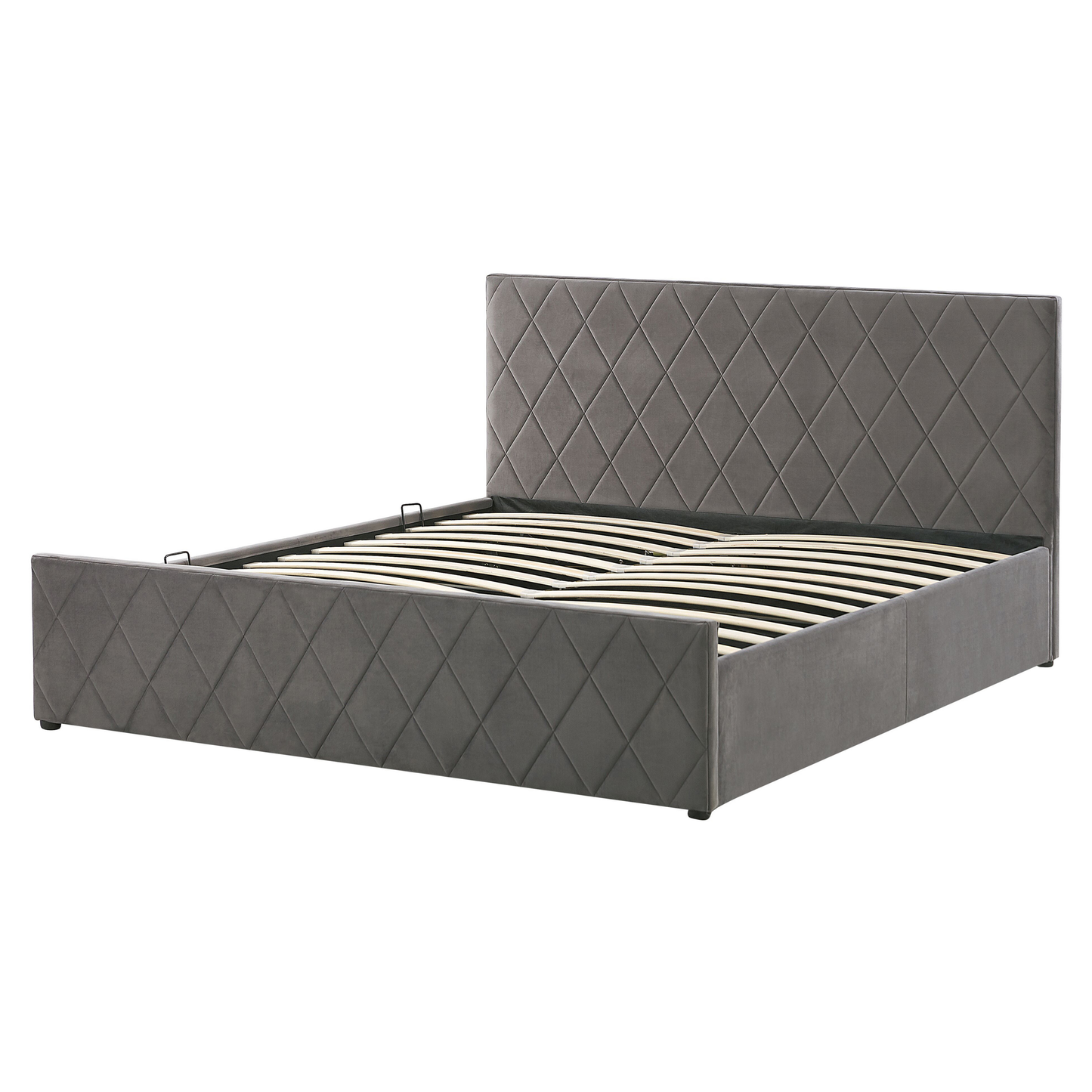 Bett mit Stauraum Samtstoff ROCHEFORT 160 x 200 cm Grau