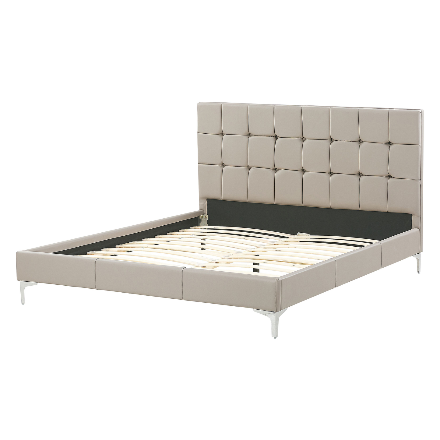Bett mit Lattenrost Kunstleder AMBERT 140 x 200 cm Taupe