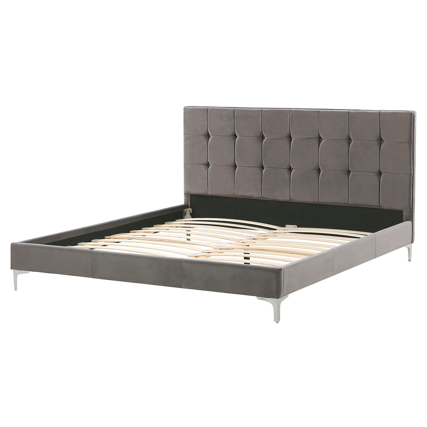 Bett mit Lattenrost Samtstoff AMBERT 160 x 200 cm Grau