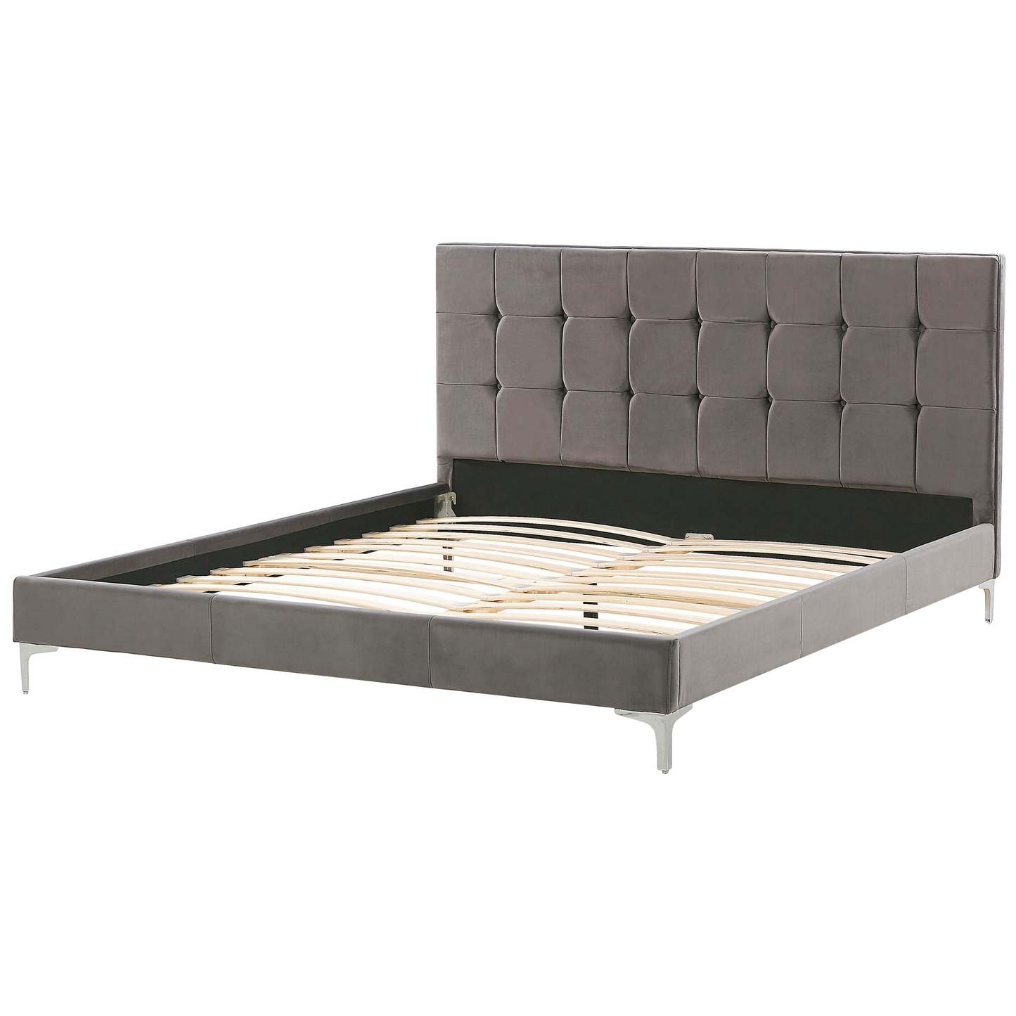 Bett mit Lattenrost Samtstoff AMBERT 180 x 200 cm Grau