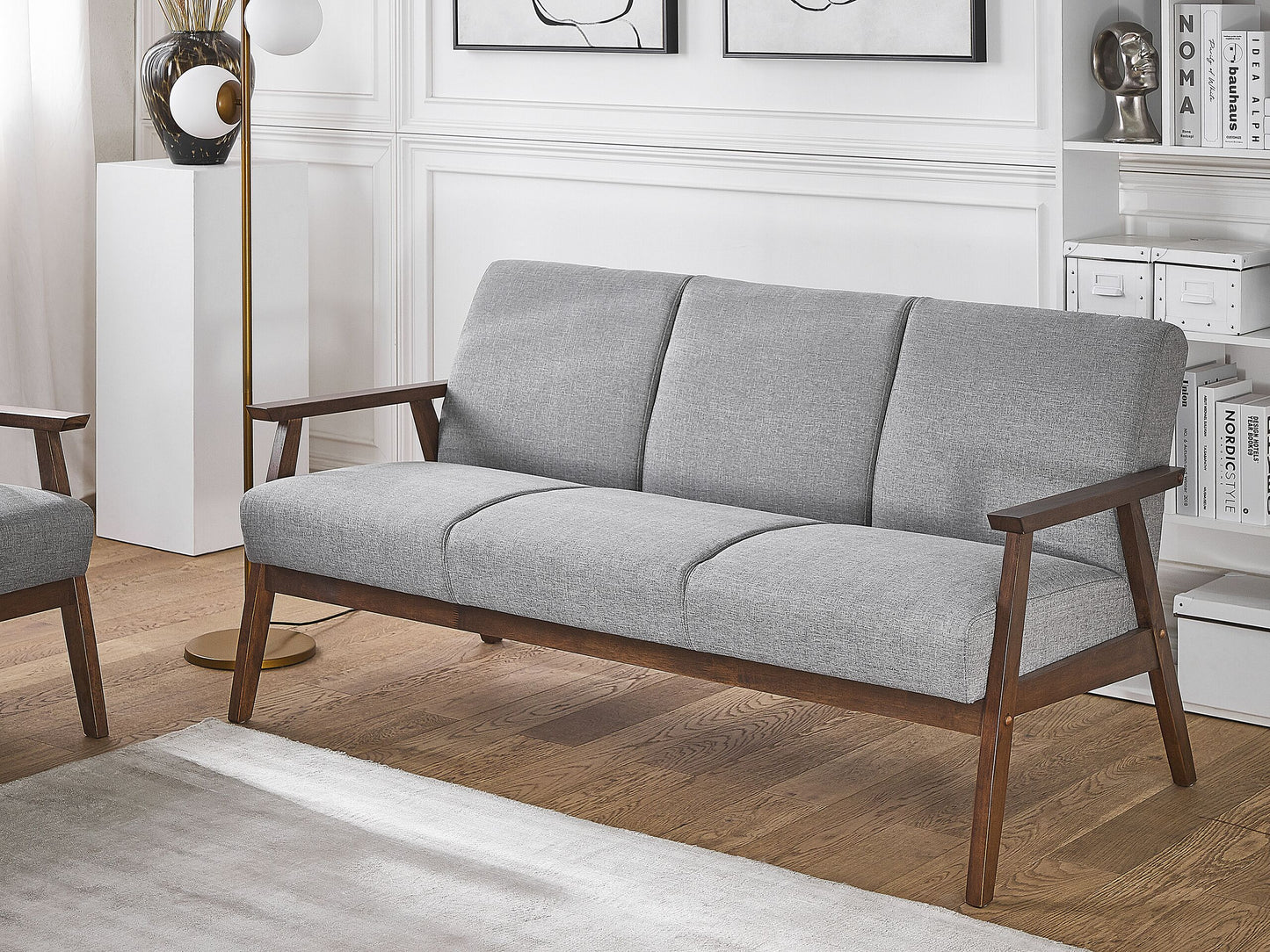 3-Sitzer Sofa grau Retro-Design ASNES
