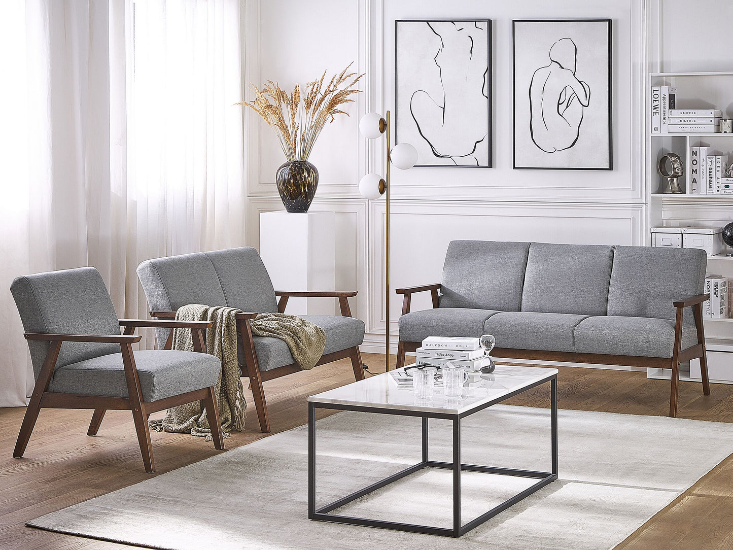 Sofa Set grau 6-Sitzer ASNES