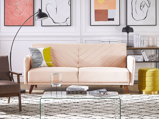 Schlafsofa Samtstoff beige SENJA