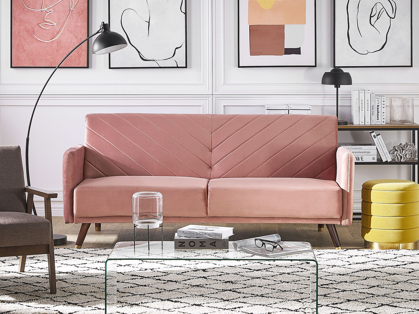 Schlafsofa Samtstoff Rosa SENJA