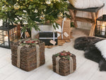 Weihnachtsdeko Rattan rot Geschenk 2er Set INARI