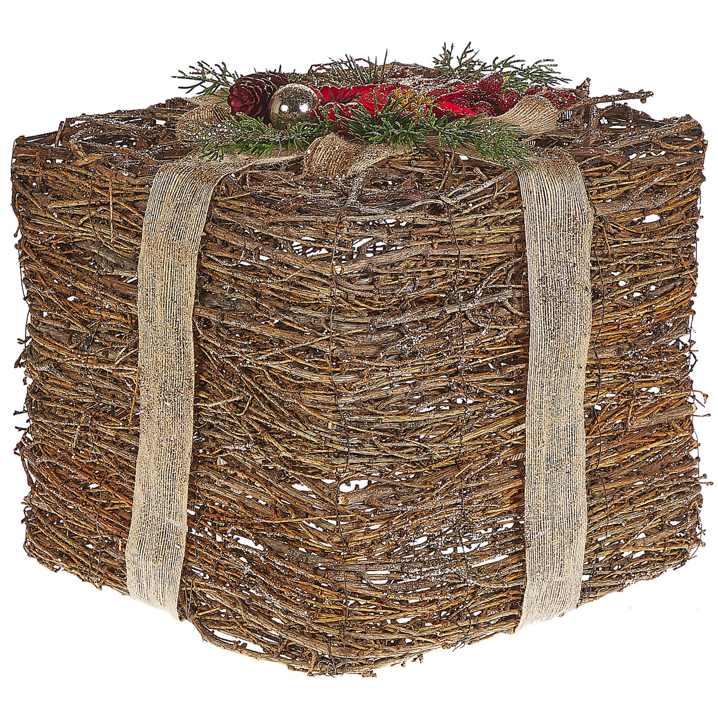 Weihnachtsdeko Rattan rot Geschenk 2er Set INARI