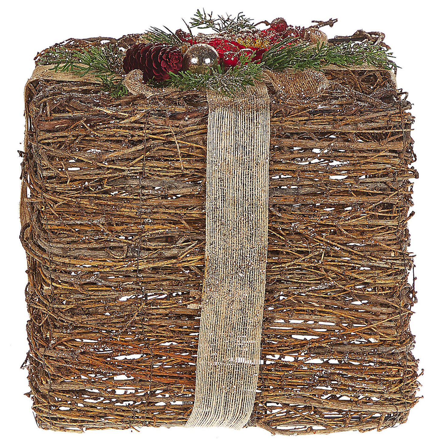 Weihnachtsdeko Rattan rot Geschenk 2er Set INARI