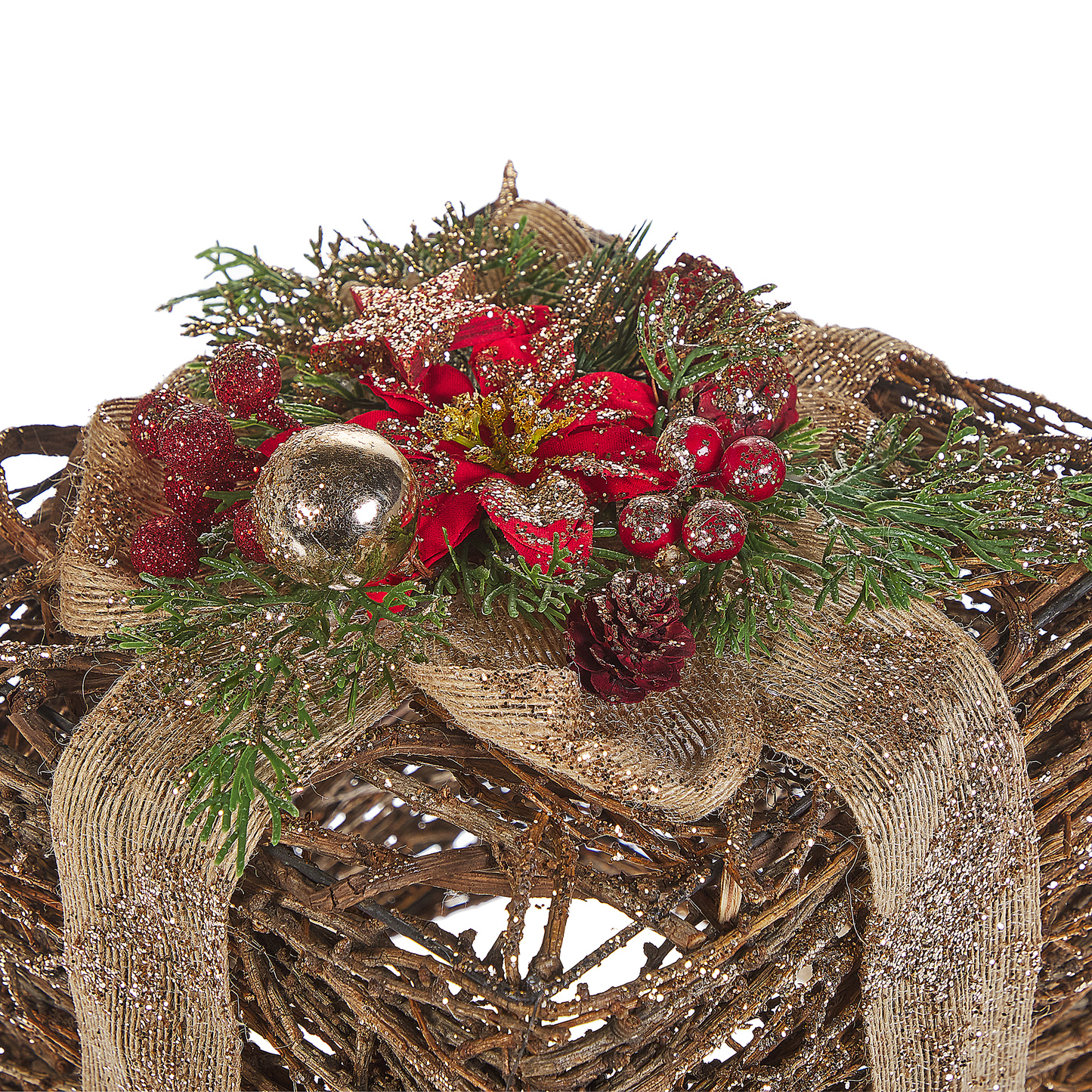 Weihnachtsdeko Rattan rot Geschenk 2er Set INARI