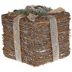 Weihnachtsdeko Rattan silber Geschenk 2er Set INARI