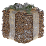 Weihnachtsdeko Rattan silber Geschenk 2er Set INARI