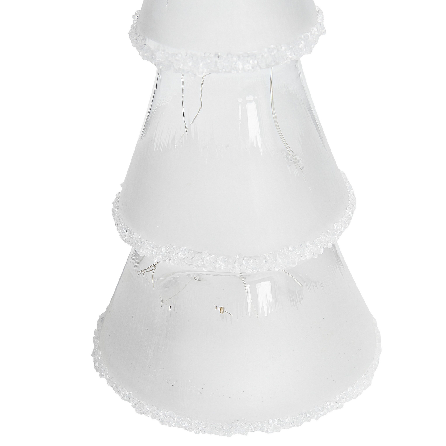 Dekofigur Glas weiss Weihnachtsbaum mit LED-Beleuchtung 3er Set KIERINKI