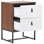 Nachttisch mit 2 Schubladen NUEVA Dunkelbraun / Weiss
