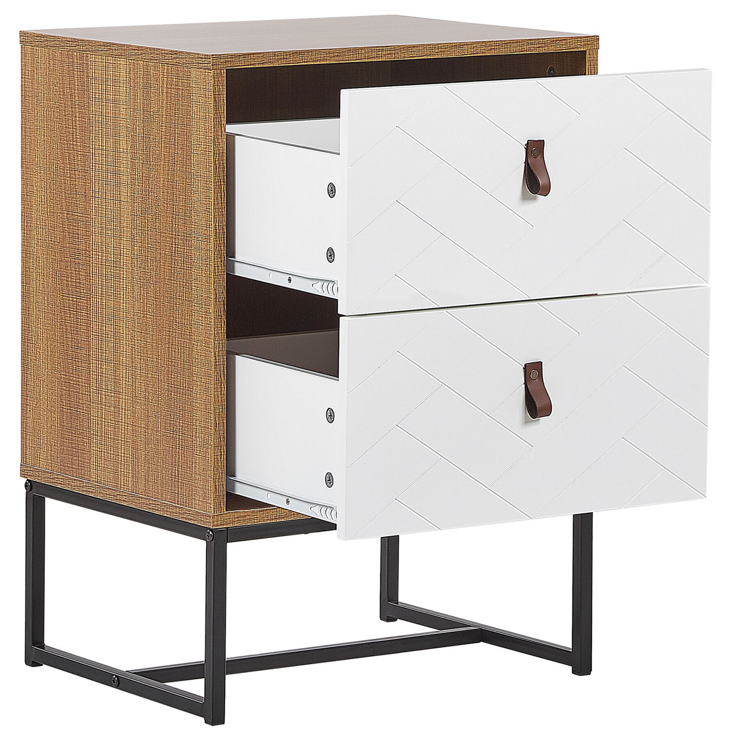 Nachttisch mit 2 Schubladen NUEVA Hellbraun / Weiss