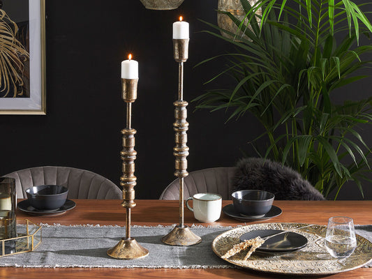 Kerzenständer 2er Set SALAMINA Metall 63/49 cm Gold