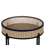 Beistelltisch Rattan / Metall schwarz ⌀ 36 cm VIENNA
