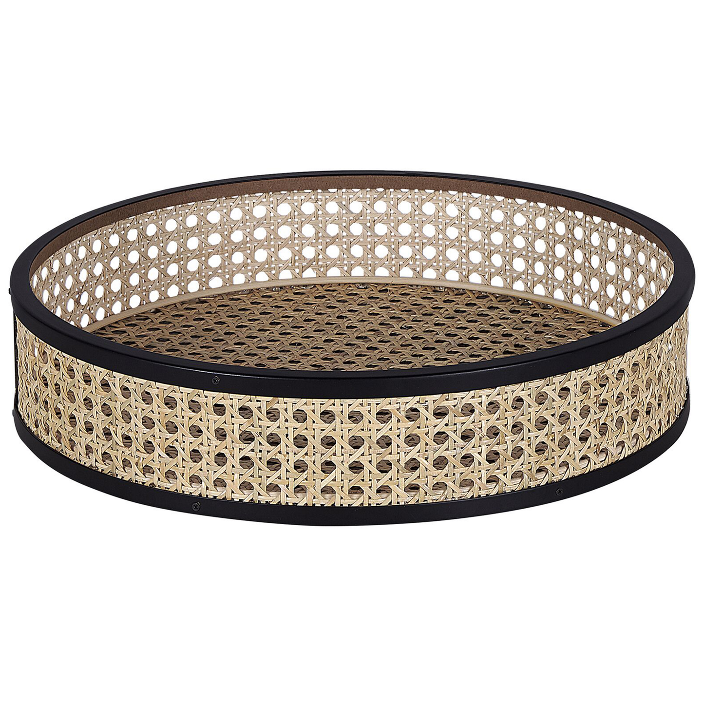 Beistelltisch Rattan / Metall schwarz ⌀ 36 cm VIENNA