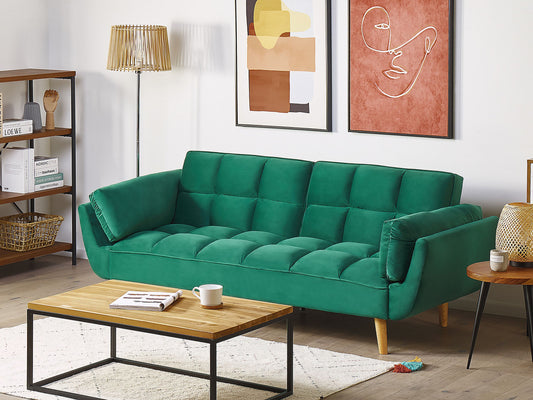 3-Sitzer Schlafsofa Samtstoff grün ASBY