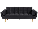 3-Sitzer Schlafsofa Samtstoff schwarz ASBY