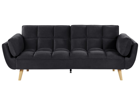 3-Sitzer Schlafsofa Samtstoff schwarz ASBY