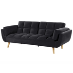 3-Sitzer Schlafsofa Samtstoff schwarz ASBY
