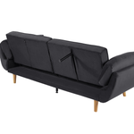3-Sitzer Schlafsofa Samtstoff schwarz ASBY