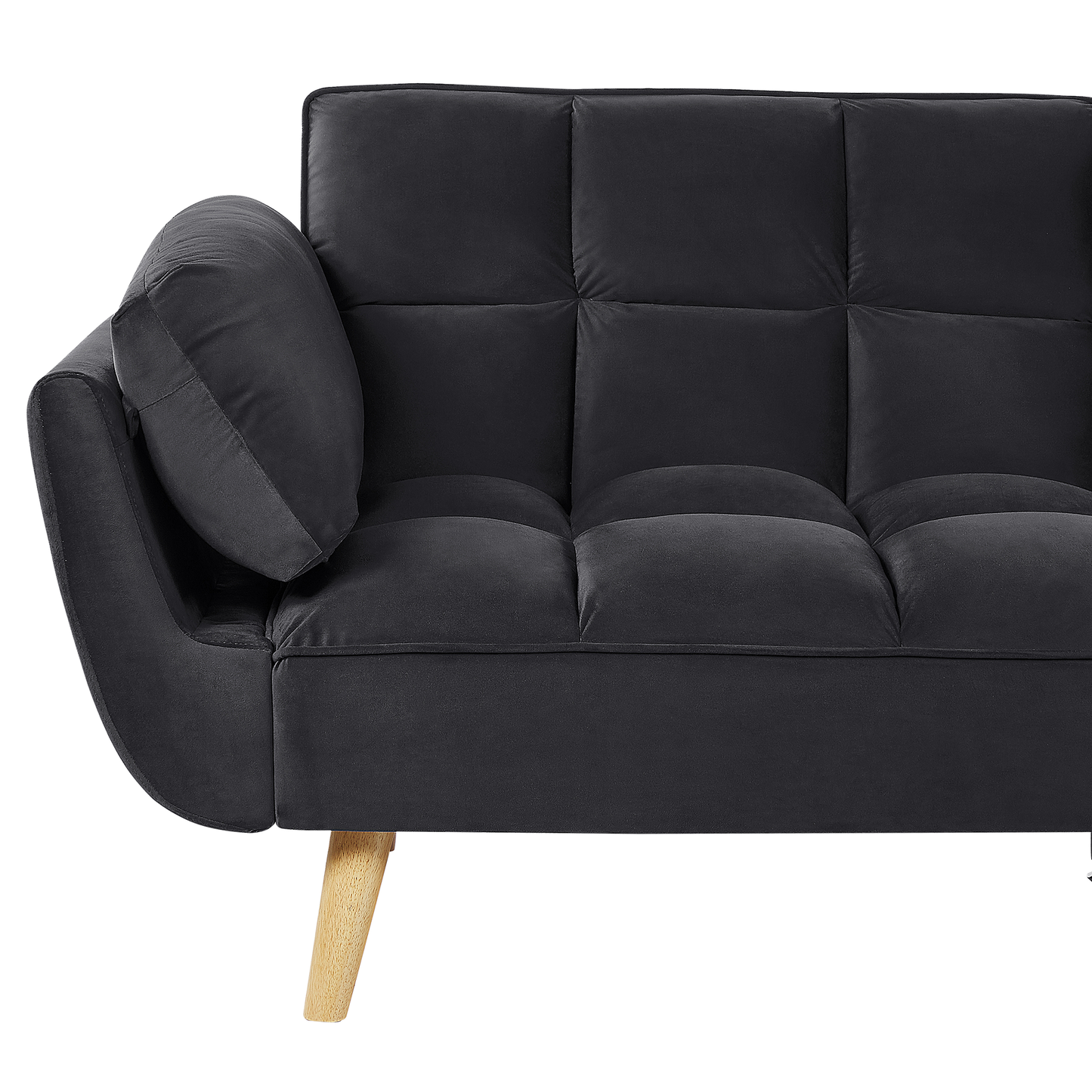 3-Sitzer Schlafsofa Samtstoff schwarz ASBY