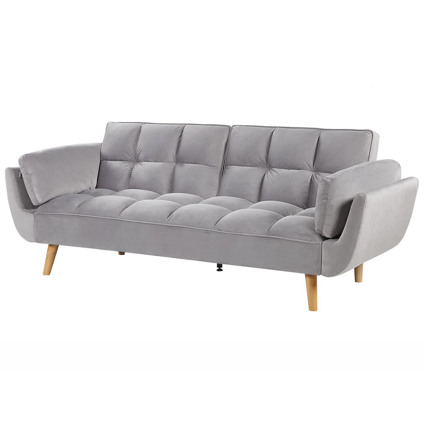 3-Sitzer Schlafsofa Samtstoff hellgrau ASBY