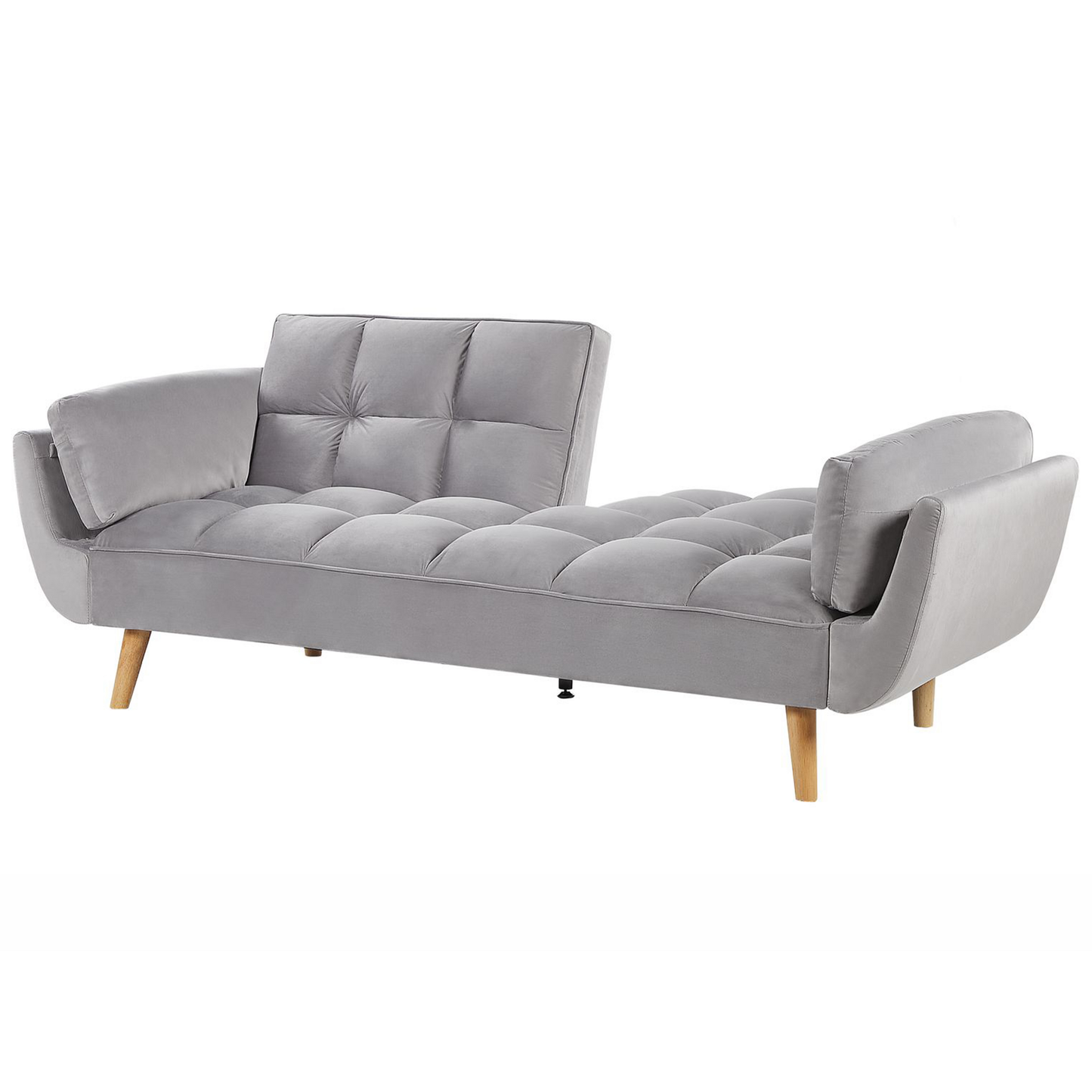 3-Sitzer Schlafsofa Samtstoff hellgrau ASBY