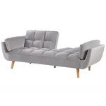 3-Sitzer Schlafsofa Samtstoff hellgrau ASBY