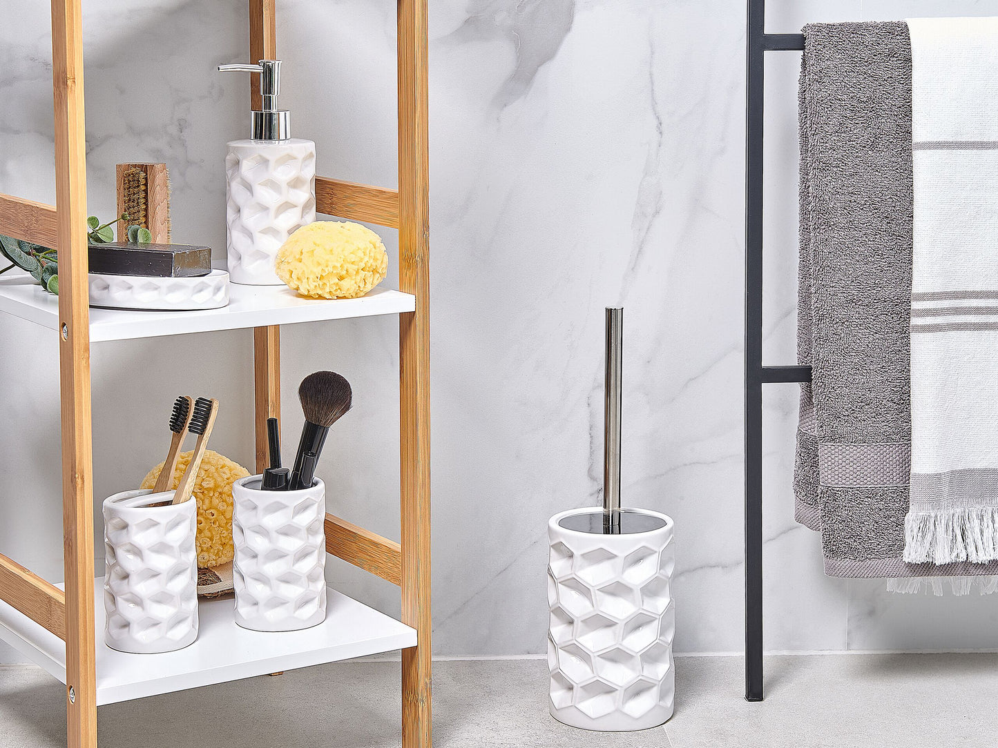 Badaccessoires Set 5-teilig TIRUA Keramik Weiss