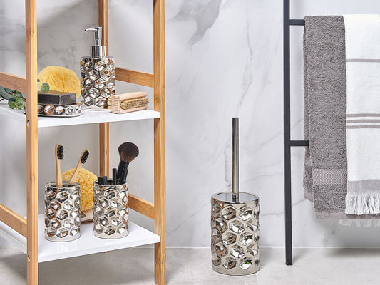 Badaccessoires Set 5-teilig TIRUA Keramik Silber