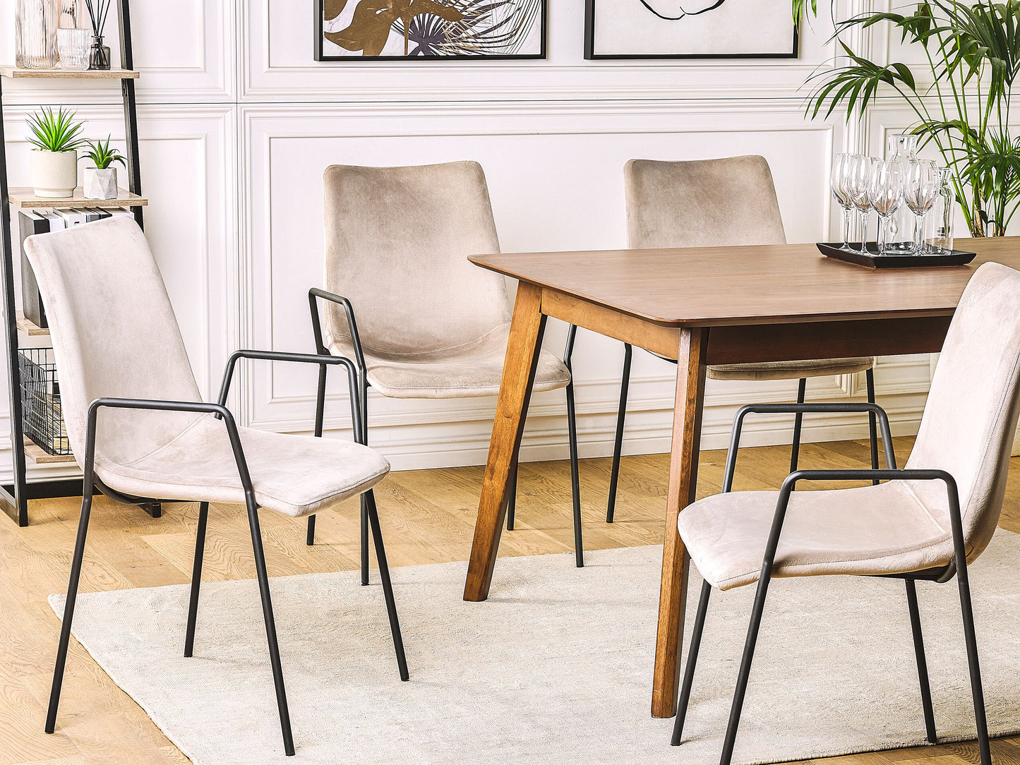 Esszimmerstuhl 2er Set JEFFERSON Samtstoff Taupe